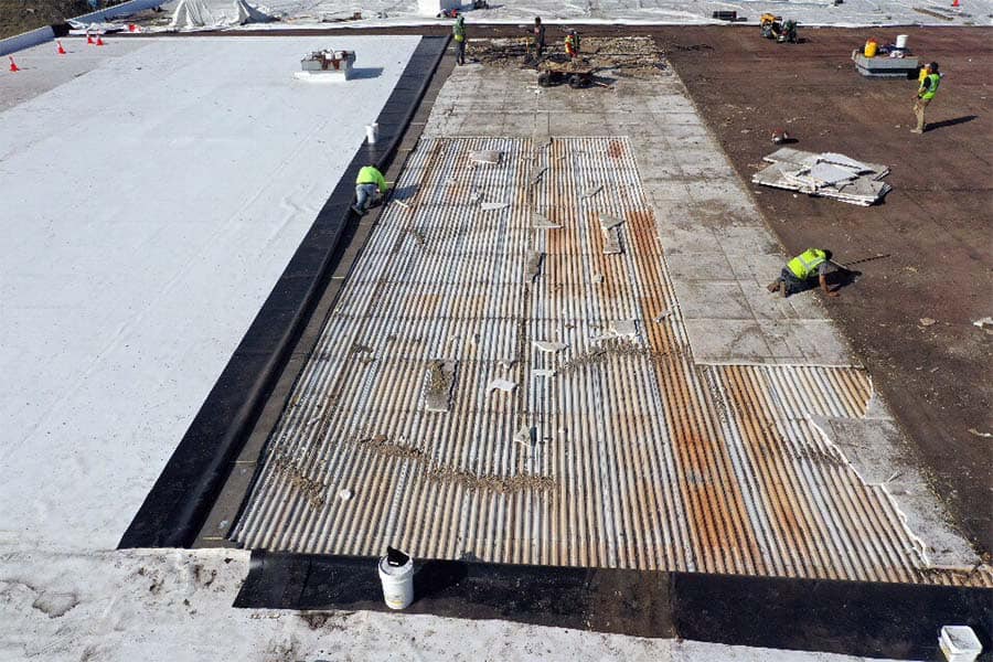 TPO Roof Installation Deck Cleanup