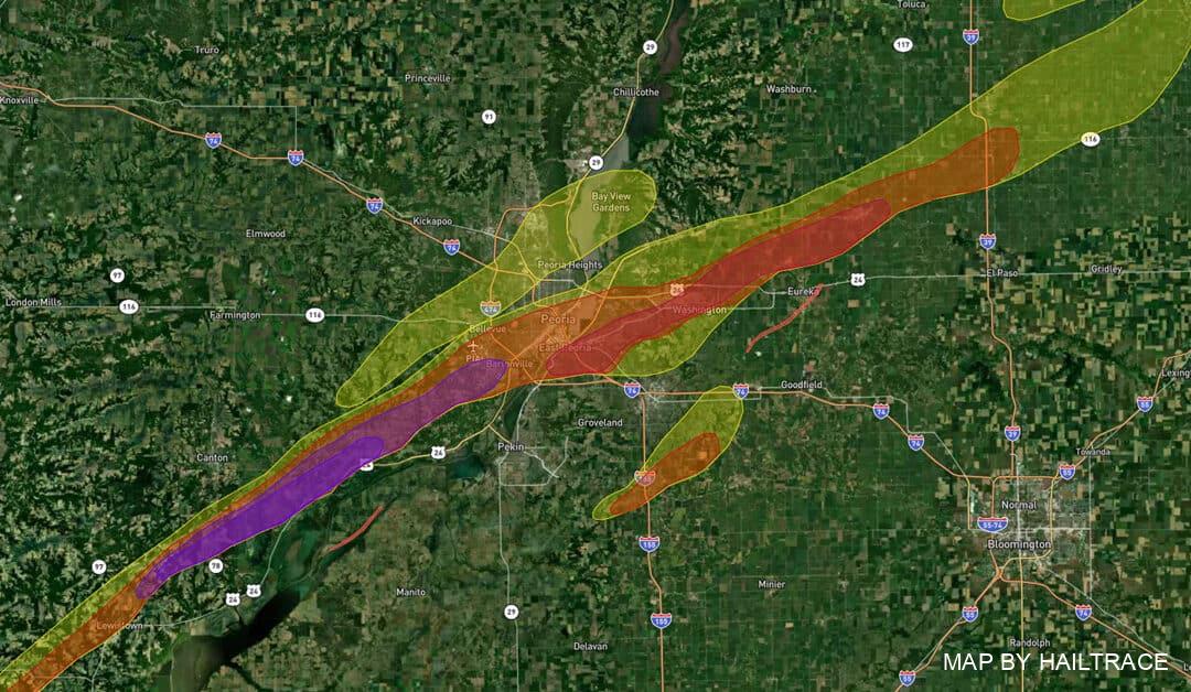 RestoreMasters Helps Homeowners and Businesses with Hail Damage Roof Insurance Claims in Peoria, IL, After March 31, 2023 Severe Hail Storm